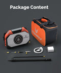 ETENWOLF VORTEX S6 cordless tire inflator kit with orange carry bag and assorted nozzles.