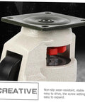 Heavy Duty Swivel Casters For Furniture And Workbenches, adjustable leveling wheel showing nylon and steel construction.