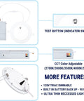 Six Inch LED Dimmable Downlight With 90 Minute Emergency Battery Backup And Ultra Slim Recessed Can Light features wiring, adjustment options.