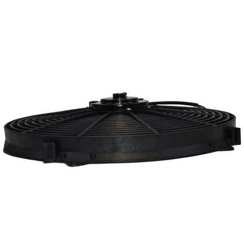 No Sweat Universal 16 Inch Electric Radiator Fan Kit With Reversible S Blade Push Pull Design, top view of fan assembly.