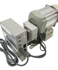 110V Sewing Machine Brushless Servo Motor With Needle Positioner 1500W visible from a side angle, showcasing power cables and control unit.
