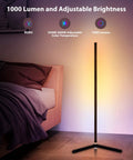 RGB Corner Floor Lamp With Bluetooth App Control And Remote Music Sync LED Mood Lighting For Living Room 64.5 Inch Tall