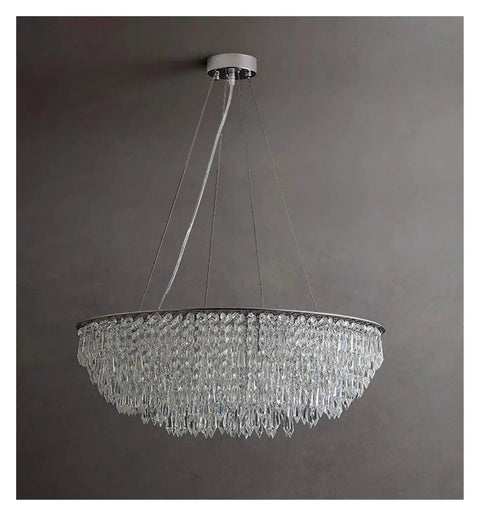 Modern LED Pendant Chandelier for Living Room and Dining Room with Remote Dimming, Diameter 100 cm, hanging crystal design