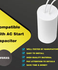 Motor Capacitor Replacement For Global Hydraulics Auto Lift Power Unit 60UF Plus Or Minus 10 Percent Tolerance shown with wires