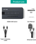 Hella Smooth 4 Port HDMI KVM Switch That Lets You Run Four Pcs Off One Keyboard Mouse And Display While Delivering Crisp 4K30Hz Video And Totally No Sweat Button Switching For A Sweet Clean Workstation with Type-C cable and remote control.