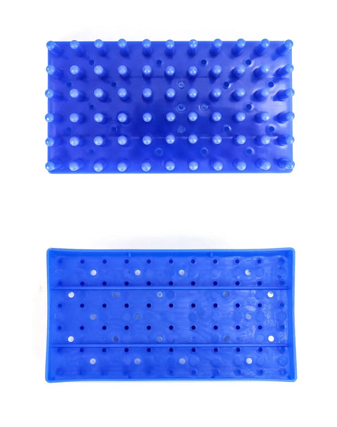 Must-Have Test Tube Drying Rack Set, 66-Position Plastic Spike Rack For 12 To 16 mm Tubes, 2 Pack In Blue, top view