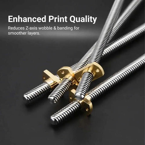 8mm T8 Trapezoidal Lead Screws Kit, 365mm Length, 2mm Pitch, Brass Nut, Pack Of 2, Ready To Bolt On For 3D Printers CNC And Linear Actuators, Great DIY Upgrade Or Replacement, brass nuts on lead screws