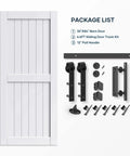 Slick White Barn Door With Solid Wood Core And Waterproof Vinyl Panel Including H Frame Sliding Hardware Kit Plus Handle for 36x84 inch door package.