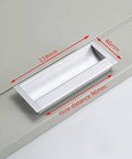 Concealed Cabinet Pulls Two Pack 96mm Center Distance Silver Aluminum Recessed Handles with measurements