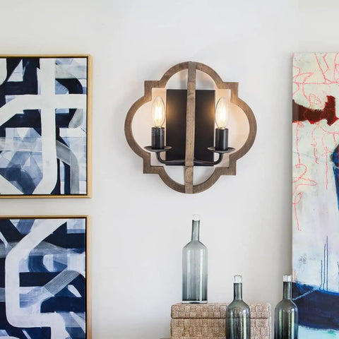 Dope Wood Wall Sconce Set Retro Industrial Rectangle Bedside Lamp Plug In With Switch Black Finish 2 Pack For Bedroom Hallway Entryway Dining Room Corded Lighting