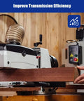 Wood sanding machine in workshop with focus on 100 Grit Drum Sander Feed Belt 10-1/4 Inch By 32-5/32 Inch Heavy Duty Conveyor Belt