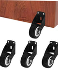 Four Pack Heavy Duty Barn Door Rollers Running Like A Dream With Silent Caster Wheels For Cabinet And Wardrobe Sliders, black rollers with mounts.