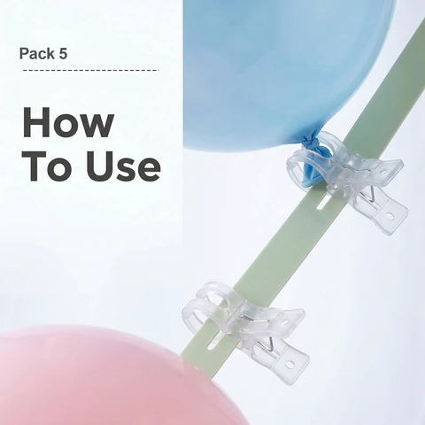 Grab These Heavy Duty 3.5 Inch Clear Balloon Arch Clips And Make Your Next Party Or Wedding Look Totally Awesome With Secure Spring Clamps That Grip Tight And Keep Balloons Stacking Smooth For Epic Backdrops. Clear 5-pack clips holding balloons on a green pole