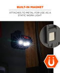 Skullerz 8987 Rechargeable Universal Hard Hat LED Light attached to wall with magnetic mount