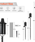 Product dimensions and features of Outdoor Citronella Metal Torch Set Of 4 16 Oz Each Adjustable 59 Inch Garden Torches