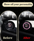Before and after comparison of engine start buttons showing customization with light effects