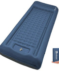 Ultralight Camping Sleeping Pad With Built In Pillow And Foot Pump 5 Inch Thick Inflatable Mat, compact and folded in hand.