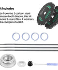 9 Inch 20 Tooth Brush Cutter Blade Kit With 2 Blades, 3 Round Files And 4 Washers For Trimmer And Weed Eater displayed