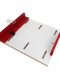 Adjustable Track Table Saw Crosscut Sled With Heavy Duty Aluminum Router Guide Rail Fitting Standard Miter Slot for straight cuts.