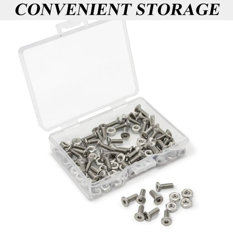 50 Sets D Series Panel Mount Screws And Nuts With Hex Wrench M2.5 X 8 mm Stainless Steel Rack Hardware in storage case.