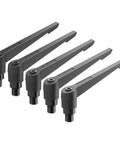 5Pcs Clamping Lever Handles M8 x 16mm Male Thread Adjustable Quick Release Locking Rotating Screw Bolt Stud Knobs Black