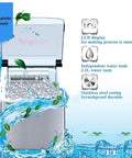 Game Changing Countertop Ice Cube Maker Pushing Fifty Five Lbs Of Clear Ice Daily With Lightning Fast Cycles A Lcd Screen, showcasing clear ice and stainless steel casing.