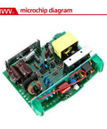 Close-up of 48V DC DIN Rail Power Supply 120W 2.5A with circuit board components for industrial use.