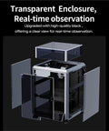 Solid Temperature Box And Sound Dampening Shell For Creality K1 Se And K2 Se 3D Printers with transparent enclosure and real-time observation.