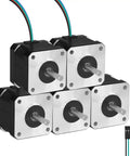 5 Pack Nema 17 Stepper Motors Bipolar 2 Phase Dope Torque For DIY Builders 1.8 Degree 0.47 Nm 38mm Body With 4 Wire Leads
