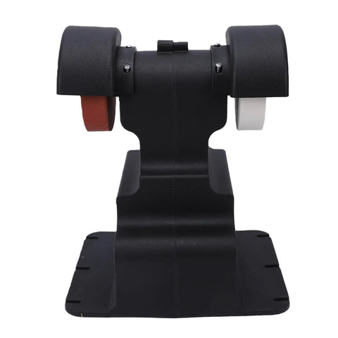 Compact Bench Polishing Machine With 4000mAh Battery And Variable Speed Up To 7000 Rpm For Precise Grinding Tasks Includes secure mounting base and dual polishing wheels.