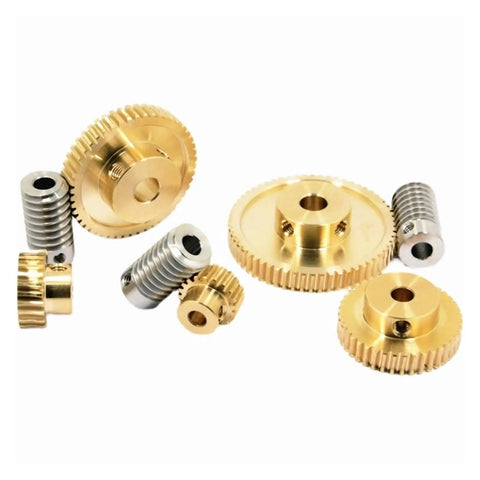Dope High Precision Turbine Worm Gear Set 0.8M 1to20 1to30 1to40 1to50 1to60 Reduction, 60 Teeth 8mm Shaft, Stainless Steel Worm and Copper Gear Pair.