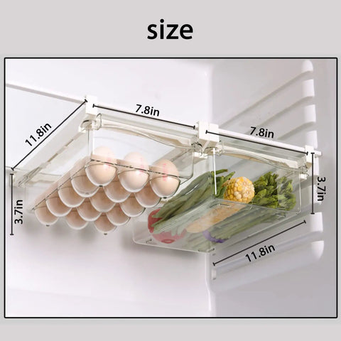 Fridge Egg Holder Drawer Organizer For Easy Egg Storage In Your Refrigerator And Mini Fridge Pull Out Tray Fits Shelves Under 0.6 Inches Keeps Eggs Fresh And Doubles As A Small Fruit And Veggie Keeper, holding eggs and vegetables