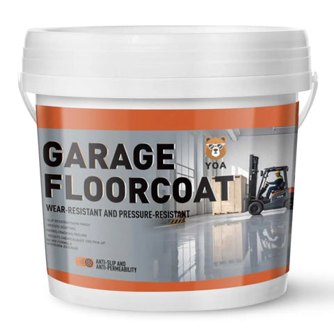 Rugged Concrete Garage Floor Paint, Acrylic Resin Coating, 1 Gallon Medium Gray, bucket with fork-lift image on label
