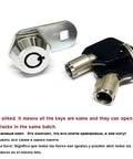 Same Key Tubular Cam Lock For Mailbox, Furniture, And Drawer Doors, Swivel Tongue Lock 1001XS F with universal keys shown