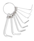 Top Tier Metric Hex Key Wrench Set With Eight Tough Steel Sizes From 1.5Mm To 6Mm Perfect For Heavy Duty Garage Repairs And Auto Mechanics Who Need Reliable Tools That Grip Tight Without Slipping On Any Bolt Or Nut. Metric hex key wrench set, eight silver steel sizes on ring