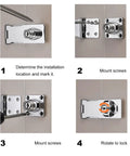 Installation steps of Two Pack Keyed Hasp Locks With Twist Knob For Small Doors And Cabinets, stainless steel security latches.