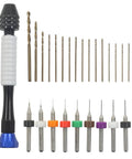 Micro Hand Drill Set With Pin Vise And 56 Precision Bits PCB Cutting Bits And Resin Polymer Clay Jewelry Making Tools