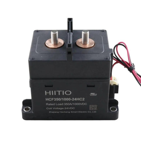 Heavy Duty High Voltage Dc Contactor 350 Amps 1000 Volt Ceramic Sealed Relay with copper terminals and red wires.