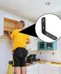 Heavy Duty L Shaped Corner Brackets 12 Pack Stainless Steel Right Angle Braces Black For Cabinet Shelves And Furniture Connections