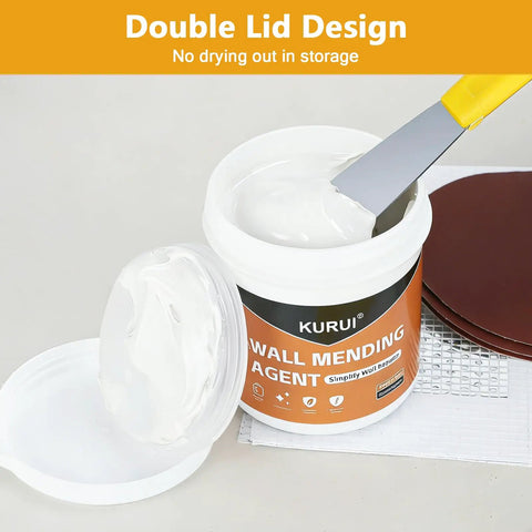 Drywall Repair Kit With 8.8oz Spackle Paste, Scrapers, 6 Sandpaper Sheets, Self Adhesive Wall Patches And Gloves For Quick Easy Hole Repair On Drywall Plaster And Home Renovation Like A Pro