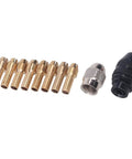 Super Cool Hilitand Brass Drill Chuck Adapter With Keyless Design And Eight Sweet Collet Sizes From One Thirty Second To One Eighth Inch For Woodworking And Engraving Projects That Are Totally Awesome, featuring eight brass collets and keyless chuck.