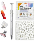 Pro Grade Nail Art Sponges and Grabber Set for Ombre Gel Nails with 100 soft elastic sponges and metal grabber visible