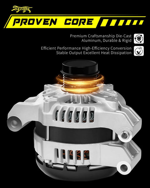 Beefed-Up 220A 12V Alternator With 6-Groove Clutch Pulley For Jeep Grand Cherokee 2011-2021 3.6L front view