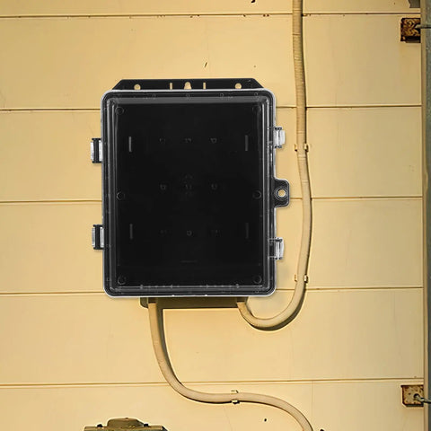 Outdoor Electrical Junction Box Waterproof Weatherproof Enclosure Plastic Box With UV Protection Easy Installation For Components And Equipment In Industrial Setups Rugged And Heavy Duty All Weather Housing mounted on wall