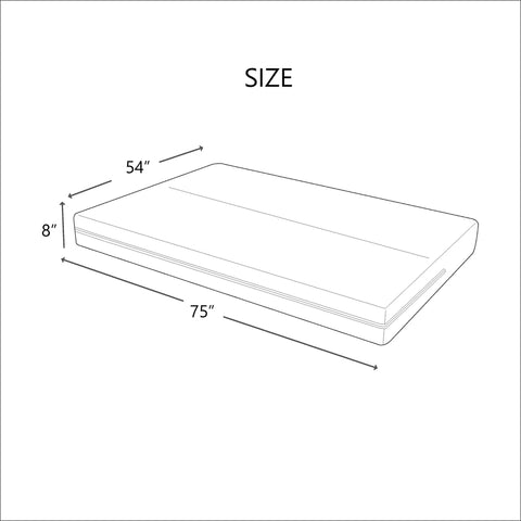 Diagram of full-size futon mattress dimensions 54x75x8 for Full Size Cotton Futon Cover Rust Slipcover For Sofa Bed And Foldable Armless Couch With Zippered Mattress Protector Cozy Durable Easy Care 100 Percent Cotton Fabric For Full Size Futons