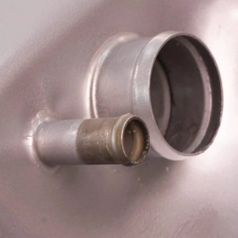 Close-up of Rear 19 Gallon Gas Tank Replacement For 1973 To 1979 Ford F Series F100 F150 F250 F350 showing fill nozzle