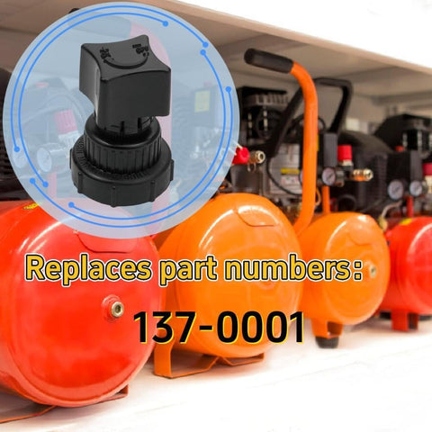 Replacement Manifold Plastic Air Compressor Regulator Knob Fits Sanborn Craftsman Coleman Power Mate Industrial Air And More One And A Quarter Inch Female Thread For Easy Install Part 1370001 with industrial air compressors in background