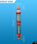 100mm Universal Aluminum RC Shock Absorber Damper Set for 1/10 RC Cars, precise size measurements on blue background.