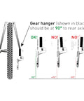 Diagram showing correct installation angle for Beefed-Up Derailleur Hanger 461 D494 Compatible With Hanger No 40, 90 degrees alignment.