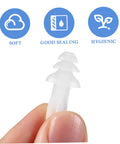 Snag These 40 Count Reusable Silicone Ear Plugs Soft Tight Seal Keeps Ears Dry Swimming Or Showering Noise Blocking Cushions are soft ear plug in hand.